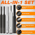 BESTNULE Punch Set, Punch Tools, Roll Pin Punch Set, Made of Solid Material Including Steel Punch and Hammer, Ideal for Machinery Maintenance with Organizer Storage Container (Without Bench Block)