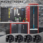 8 Pcs Magnetic Mop Broom Holder Movable Magnetic Broom Holder Rack, Anti Slip Wall Mounted Utility for Cleaning Tools, Garage, Kitchen, Laundry, Garden (Black)