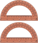 Zonon 2 Pcs 6 Inch Plastic Protractor Math Protractors 180 Degrees Angle Measurement, Translucent for Geometry Classroom Kid Student School Office Supplies(Brown)