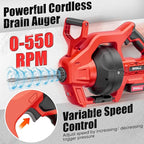 SHALL 20V Cordless Drain Auger with 25Ft Plumbing Drain Snake, Electric Snake Drain Hair Clog Remover W/ 2.0Ah Battery & Fast Charger, Shower Drain Snake for 3/4’’-2’’ Sewer Pipe, Sink Toilet Bathroom