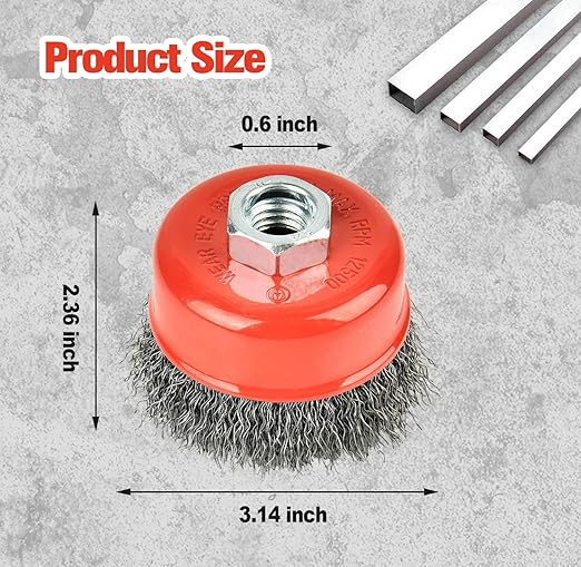 A A IN 20Pack Wire Wheel for Angle Grinder, 3 Inch Grinder Wire Wheel Brush with 5/8"-11 Threaded Arbor for Angle Grinder, 0.014'' Carbon Steel Crimped Wire Cup Brush for Rust,Corrosion,Paint Removal