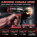 Cordless Impact Wrench 1/2 inch for Milwaukee 18V Battery, 900Ft-lbs(1200N.m) High Torque Impact Driver, Brushless Impact Gun with 4-Mode Speed, 6 Sockets, LED Work Light (Battery NOT included)