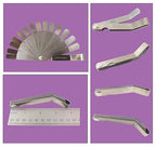 Offset Feeler Gauge Set - 16 Blades for Gap Width or Thickness, .005-.020 inch / .127-.508 mm, Inches & Millimeters Imprinted