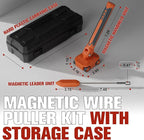 Magnetic Wire Puller for Electrical Wiring – Rare-Earth Magnets, Stainless-Steel Leader for Easy Cable Pulling in Walls & Tight Spaces, Doubles as Stud Finder, Includes High-Quality Hard Plastic Case