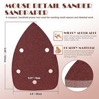 120 Grit Mouse Sander Sandpaper, Jamiikury 5 Hole Detail Sander Sandpaper Palm Sander Paper Mouse Sanding Pads Hook and Loop Sanding Sheets - Pack of 50