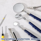 3 Pieces Telescoping Inspection Mirror Stainless Steel Extendable Mechanic Mirror with Long Handle Tool for Technicians Mechanics Contractors (Blue)