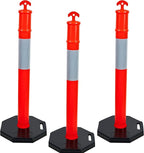 CJ Safety 44" inch Orange PE Delineator Post Cone, Heavy Duty Recycled Rubber Base, 10" Reflective Band, Pipe Insulation, Safety cones, Traffic cones for No Parking (Set of 3 Pack)