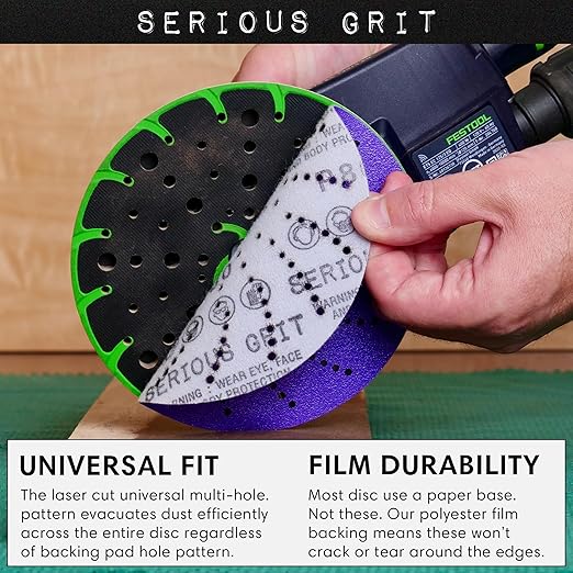 6-Inch 220 Grit Ceramic Multi-Hole Hook & Loop Sanding Discs - Advanced Grain for Fast Cutting & Long Life - Film-Backed Universal Fit Sandpaper for 6-in Sanders - 50 Pack Box