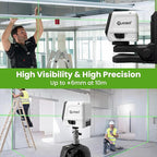 Self Leveling Laser Level, Green Cross Line Laser Level, Lazer Leveler Tool for Picture Hanging Construction Floor Tile Wall, Rotary Nivel Laser Magnetic Bracket Carrying Case Battery Included