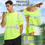 sesafety 3PACK High Visibility Shirts for Men, Class 3 Hi Vis Reflective Construction Shirts for Men with Pocket Safety T Shirts