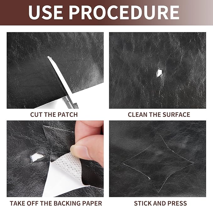 Shagoom Leather Repair Patch, Strong Sticky Repair Patch Self Adhesive Waterproof, DIY Large Leather Patches for Couches, Furniture, Sofa, Car, Chair (Dark Brown, 3.5X79 inch)