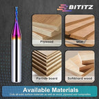 Downcut Spiral Router Bit 1/4 Inch Shank 1/16 Inch Cutting Diameter 1/4 inch Cutting Length with Extra Long Life Coating CNC Router Bits End Mill for Wood Cutting, Slot Mortise, Engraving