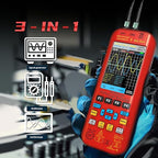 BSIDE 2 Channel Digital Handheld Oscilloscope 50MHz 3.98TFT Oscilloscope Multimeter Signal Generator 3 in 1 Portable Lab Oscilloscope Supports Flexible Coils 20000 Count 250MSa/s Automotive Tester