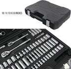 Amazon Basics Mechanic's Socket Tool Set With Case, Metric Sizes, 145-Piece