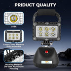 SMA LED 18W Work Light 2400LM Aluminum Alloy Strong Magnetic Waterproof Dustproof Portable Handle Floodlight Suitable for Repair Workshop Garage Construction Site (Black)