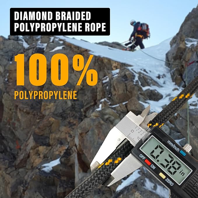 Diamond Braided Polypropylene Rope Nylon Rope Mix Thick Heavy Duty Ropes 3/8 inch 60ft High Strength Perfect for Clothesrope Camping Hiking and Other Outdoor Activities Blue