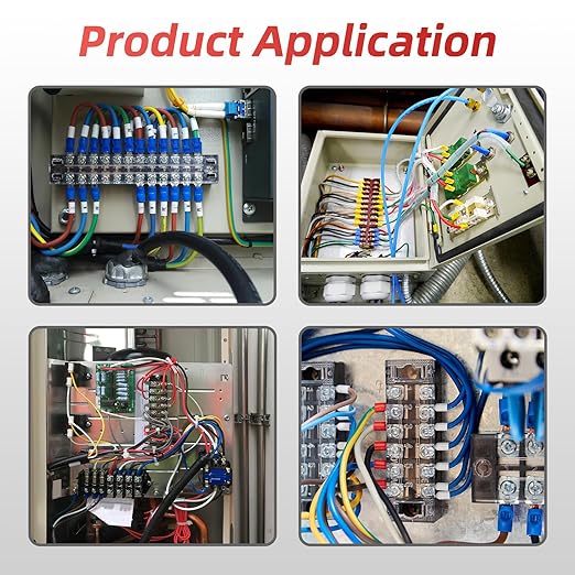 APIELE 25A Screw Terminal Block 4/5/6 Position Dual Row Covered 600V Pre-Insulated Terminal Barrier Strips (6PCS 25A 4P/5P/6P+6PCS Wiring Strips)