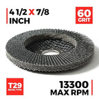 Jumbo Zirconia Flap Discs 4 1/2 for Angle Grinder, 60 Grit 4.5" x 7/8" High Density Type 29 Arbor Grinding Wheels for Wood Finishing, Rust Removal, Metal Sanding - 10 Pack