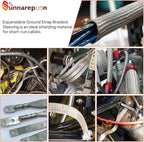 Tinned Copper Wire Shielding Sleeve, Expandable Ground Strap Wiring Braided Sleeving Metal Mesh Sheathing Cabling Wiring Protector (1/4inch - 12ft)