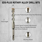 Direko 5-Piece 5/8 inch x 6 InchSDS Plus Rotary Hammer Drill Bits Carbide Tipped Concert Drill Bits for Concrete, Brick, Cement Walls, Stone, Hammer Drill Bits for Concrete