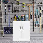 BESFUR Metal Storage Cabinet, 36"- White Locking Cabinet with Two Adjustable Shelves, Garage Storage Cabinet for Office, Garage, Home