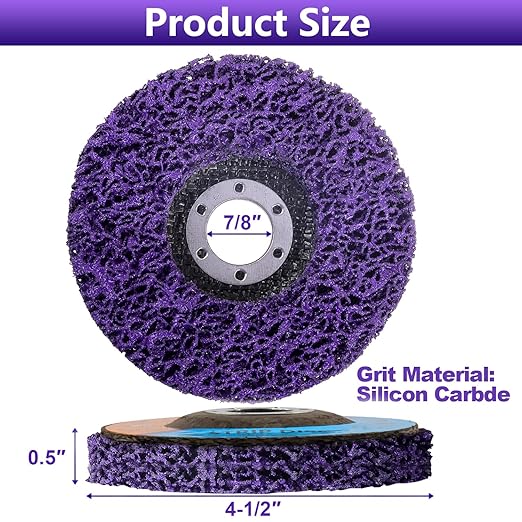 10 Pack Strip Discs Stripping Wheel for Angle Grinder, 4-1/2" x 7/8" Rust Remover Discs, Clean and Remove Paint Coating Rust Welds Oxidation(Purple)