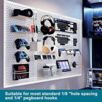 Pegboard Rack Garage Storage,Steel Pegboard Heavy Duty- 3 Pack 16-Inch X 24-Inch Metal Peg Board Tool Organization Panels (White)