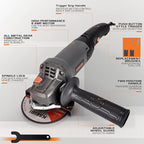 KSEIBI 711943K Angle Grinder Tool - 4 1/2 inch, 950W, 8Amps, 11000RPM, Corded Power Tools Long Handle with 7/8" Arbor Grinding and Cutting Wheels, Flap Disc, Quick Adjustable Guard, and Storage Bag