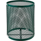Global Industrial Outdoor Diamond Steel Trash Can with Rain Bonnet Lid and Plastic Liner, 36 Gallon Capacity, Green, Thermoplastic Coating, 23-1/2" Diameter, 40-1/2"H