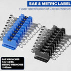 40PCS Modular Wrench Organizer - Wrench Tool Organizers for Tool Drawer Storage, Wrench Storage Set with Metric & SAE Label, Wrenches Rack Tool Gift for Professional Mechanics Men, Black & Blue