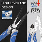 COMOWARE Large Pliers & Wrench Set 8Pcs with Pouch(12", 10", 8" Groove Joint Pliers, 8" Adjustable Wrench, 8" Linesman, 6" Long Needle Nose, 6" Slip Joint, 6" Diagonal) for Home & DIY