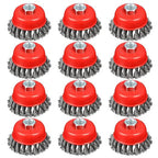 4" Wire Wheel Cup Brush, Coarse Twisted Knotted Wire Wheel for Angle Grinder, 5/8-11 Threaded Arbor, 0.02" Carbon Steel Wire Brush for Grinder, Heavy Cleaning Rust, Abrasive (12)