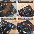 Mini Table Saw for Crafts, Portable Small Hobby Table Saw with 196 Accessories, Adjustable Speed & Angle, All-in-One Cutting, Sanding, Engraving for Wood, Plastic, PCB, Acrylic (Liftable)