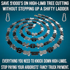High Limb Rope Saw 53 In Chain Only - Zero Effort 360 Rope Chain Saw - Sharp Manual Tree Limb Cutter - Hand Chainsaw - Fast and Easy Pocket Chainsaw