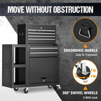 8 Drawers Rolling Tool Chest, Tool Box Detachable Top Metal Tool with Locking System, Protective Mat & Tool Rack, Garage Storage Cart with Side Cabinet, Tool Box for Garage