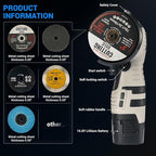 Angle Grinder Tool,Cordless Portable Angle Grinder with 2pcs 16.8V 2000mAh Battery 5-Cutting Discs 28000rpm,Power Angle Grinder for Wood Metal Stone Concrete (brush)