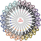 Scissors for Office School Supplies, Hnncugty 8" Scissors All Purpose Bulk Set of 24-Pack, Sharp Shears for Home Craft Sewing Fabric, Middle School Student Teacher Supplies, Comfort Right/Left Handed