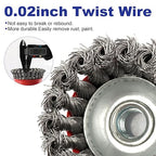 Rocaris 10 Pack Wire Cup Brush for Grinders, Wire Wheels for 4 1/2 Angle Grinder, 3 Twisted Knotted & Coarse Crimped Cup Brush