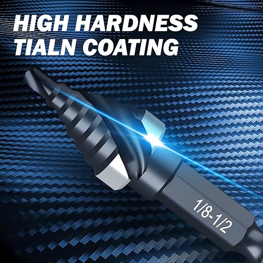 THINKWORK M35 Cobalt Spiral Flute Step Drill Bit, Single Size HSS Step Bit 1/2", Small Size EDC 1/4" Shank Step Bits for Metal, Carbon Steel, Stainless Steel, Wood, Plastic