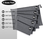 5 Pack Canvas Zipper Tool Bag Set - 5 Sizes B4 A4 B5 A5 B6, Heavy Duty Waterproof Multipurpose Utility Multi Tool Storage Pouch Case for Organizing & Sorting Household Tools, Spare Parts (Gray)