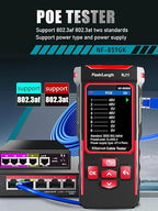 NF-859GK Network Cable Tester with lP Tester,VFL 10mwVisual Fault Locator,PING/POE/RJ45 RJ11 TDR CAT5CAT6 Cable Toner Ethernet Tester for Phone LinesCAT3,Wire Tracer LAN Network Tool