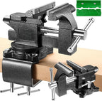 Bench Vise, 6" Table Vise For Workbench,2-in-1 Multi-Purpose Heavy Duty Bench Vice With Multifunctional Soft Jaws, 270° Swivel Base Home Vise for Woodworking,Home Workshop,Welding and DIY