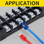 150PCS Fork Wire Connectors Insulated - Blue 16-14 AWG M4 Stud Size #8 - U-Type Tinned Copper Spade Electrical Crimp PVC Terminals