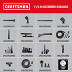 CRAFTSMAN CMXEVBE17250 2.5 Gallon 2.5 Peak HP Wet Dry Vac, Portable Shop Vacuum Wet and Dry with 4 Filter Bags, Hose and Attachments for Cleaning in the Home