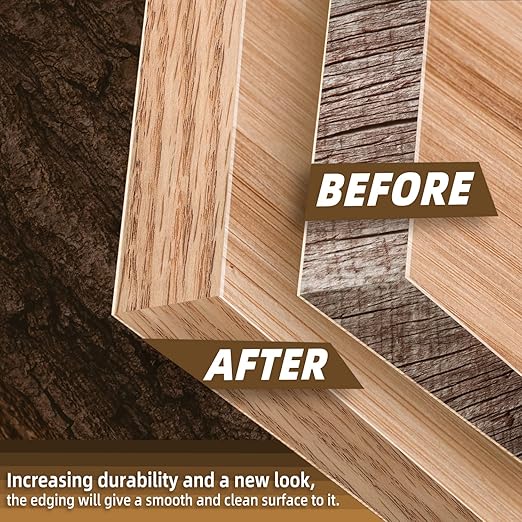 GSCIT Club Red Oak Edge Banding, 5/8 inch x 10ft roll of Veneer Edge Banding - Pre-glued Flexible, Real Wood Tape for Cabinet Repair & Furniture Restoration