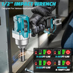 Cordless Impact Wrench 1/2 inch for Makita 18v Battery – Brushless High Torque Impact Driver Gun with 750Ft-lbs Torque, LED Work Light, Ergonomic Design for Heavy-Duty Performance(no battery)