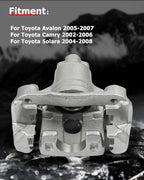 cciyu Rear Left Brake Caliper Assembly w/Bracket 19B2697 2005 2006 2007 For Toyota For Avalon,2002 2003 2004 2005 2006 For Toyota For Camry,2004 2005 2006 2007 2008 For Toyota For Solara