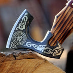 SHINY CRAFTS-Axes Handmade Viking Axe Hatchet Norse Axe-Custom Handmade Carbon Steel Axe Birthday Gift Birthday Gift for him with Premium Leather Sheath (VBA 07)