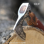 SHINY CRAFTS-Axes Handmade Viking Axe Hatchet Norse Axe-Custom Handmade Carbon Steel Axe Birthday Gift Birthday Gift for him with Premium Leather Sheath (VBA 07)