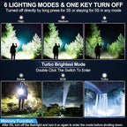 Flashlights High Lumens Rechargeable, Super Bright Long Range Small Powerful Flashlight, 6 Modes LED Tactical Pocket Waterproof Flash Light for Home Emergency (2, Red)